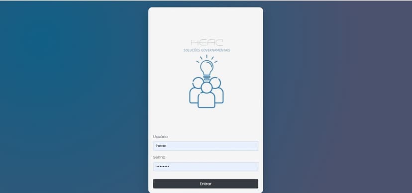Tela de Login do Sistema HEAC